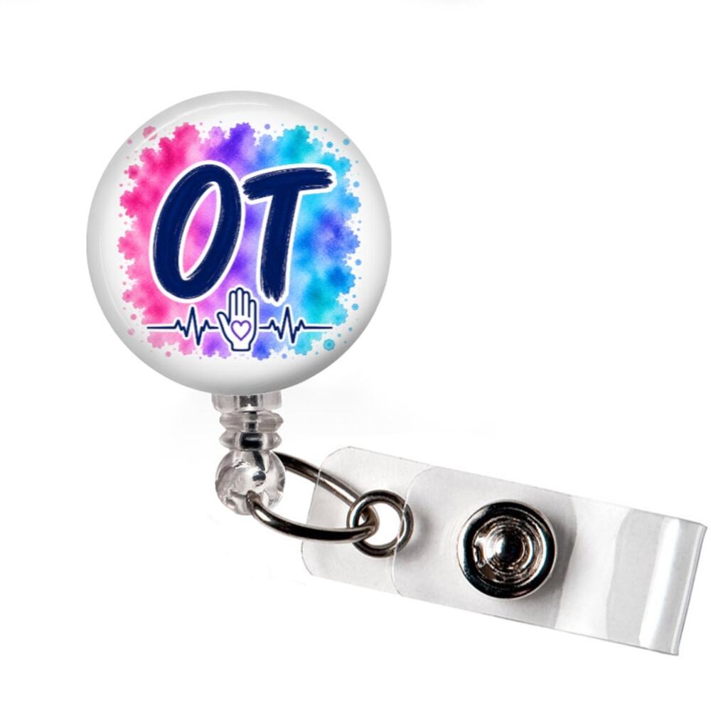 OT Badge Reel Occupational Therapist Therapy Gift Retractable ID Holder